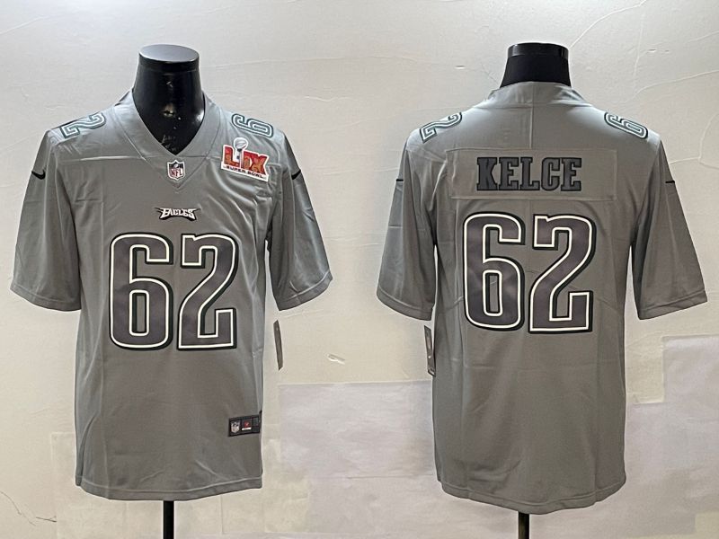 Men Philadelphia Eagles #62 Kelce Grey 2025 Nike Vapor Limited NFL Jersey style 2101